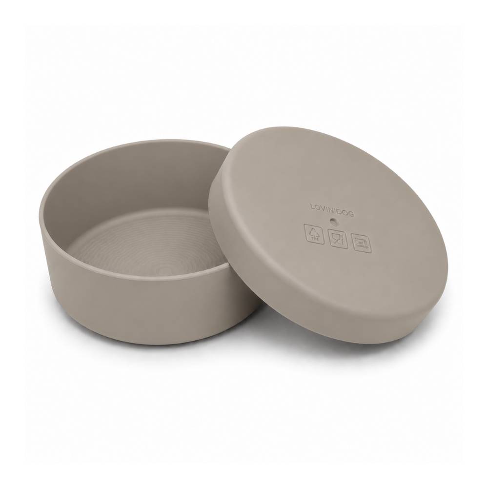 Travel Napf Set mit Deckel aus TPE NUDE - LOVIN'DOG