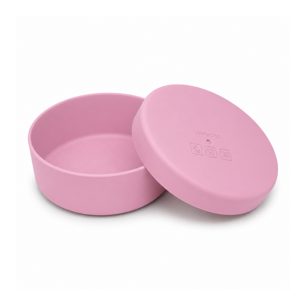 Travel Napf Set mit Deckel aus TPE PINK-BERRY - LOVIN'DOG
