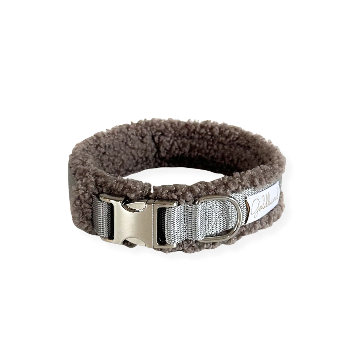 Goldhund Hundehalsband Teddy Taupe Silber