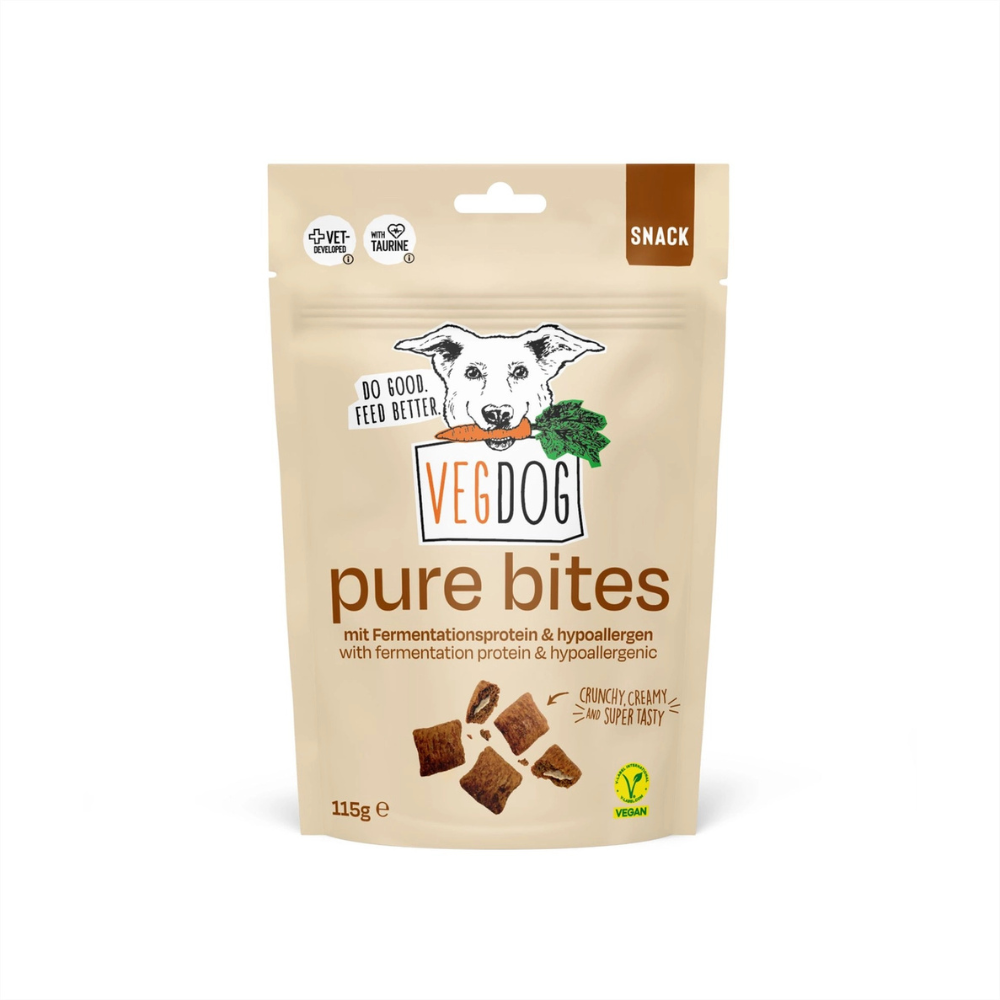 VEGDOG Hundesnack Pure bites mit Fermentationsprotein & hypoallergen
