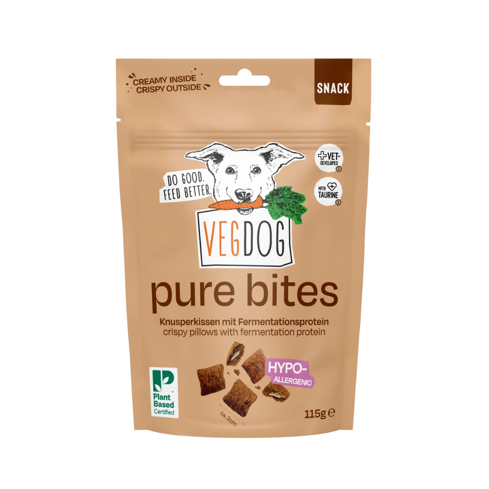 VEGDOG Hundesnack Pure bites mit Fermentationsprotein & hypoallergen