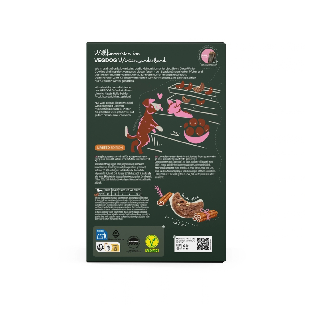 VEGDOG Hundesnack Winter Cookies Rueckseite