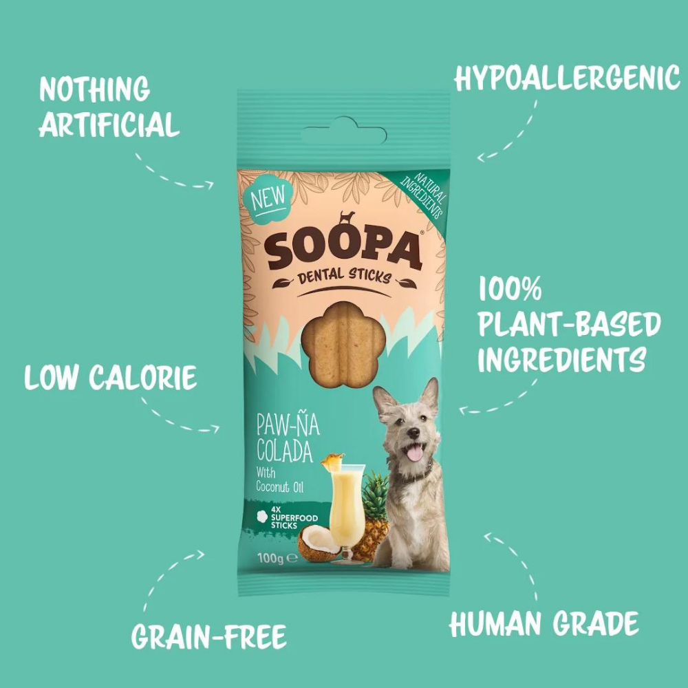 Vorderseite Hundeleckerli PAW-NA Colada Dental Sticks - Soopa
