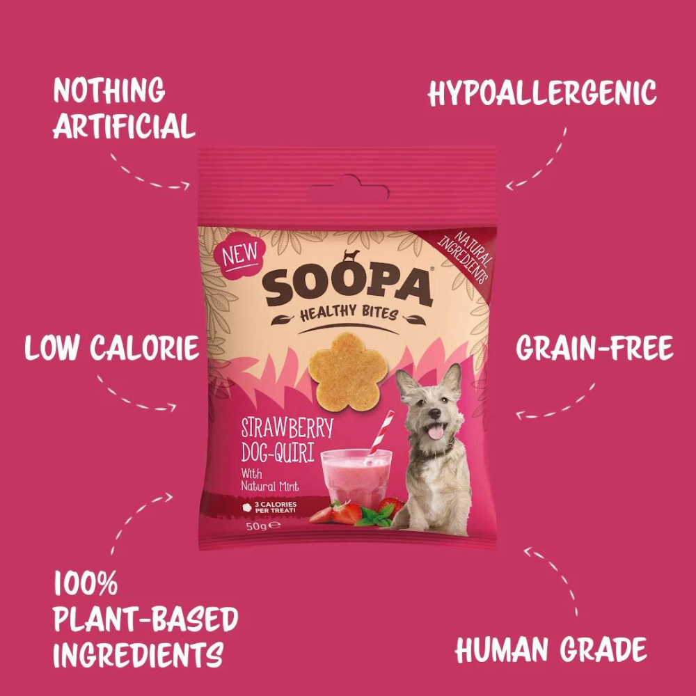 Vorderseite Hundeleckerli Erdbeer-Hunde-Quiri Healthy Bites - Soopa