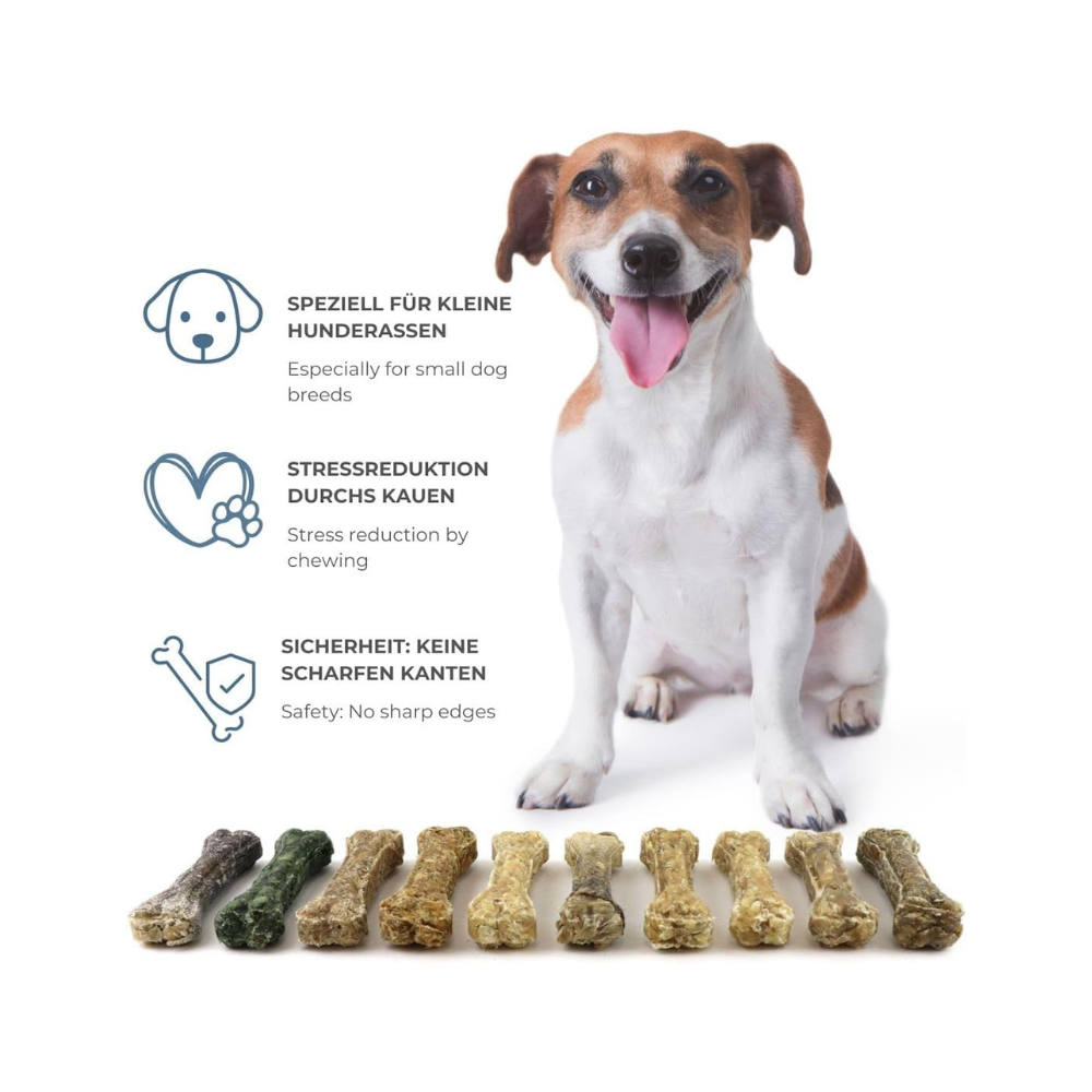 Vorteile Kauknochen 100% Natur 10 cm speziell für kleine Hunderassen - DOGBOSS