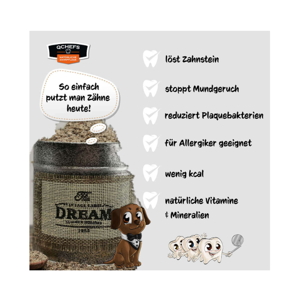 Vorteile QChefs Zahnputzkohle für Hunde