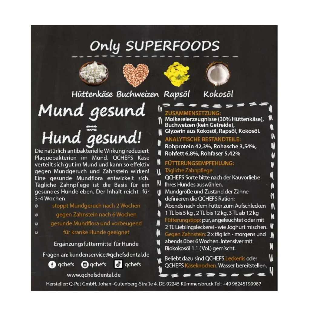 Information QChefs Zahnputzflocken für Hunde