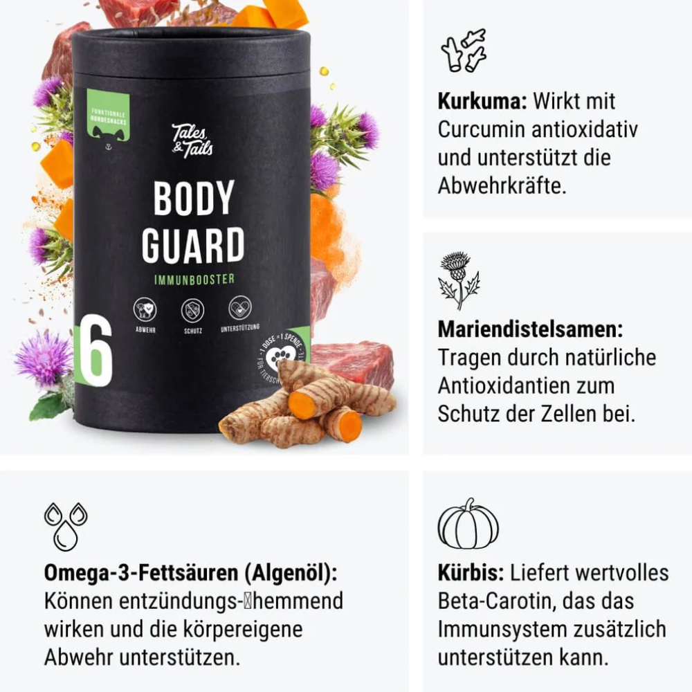 Zusammensetzung Bodyguard Nr. 6 - Immunbooster Snack für Hunde - Tales & Tails