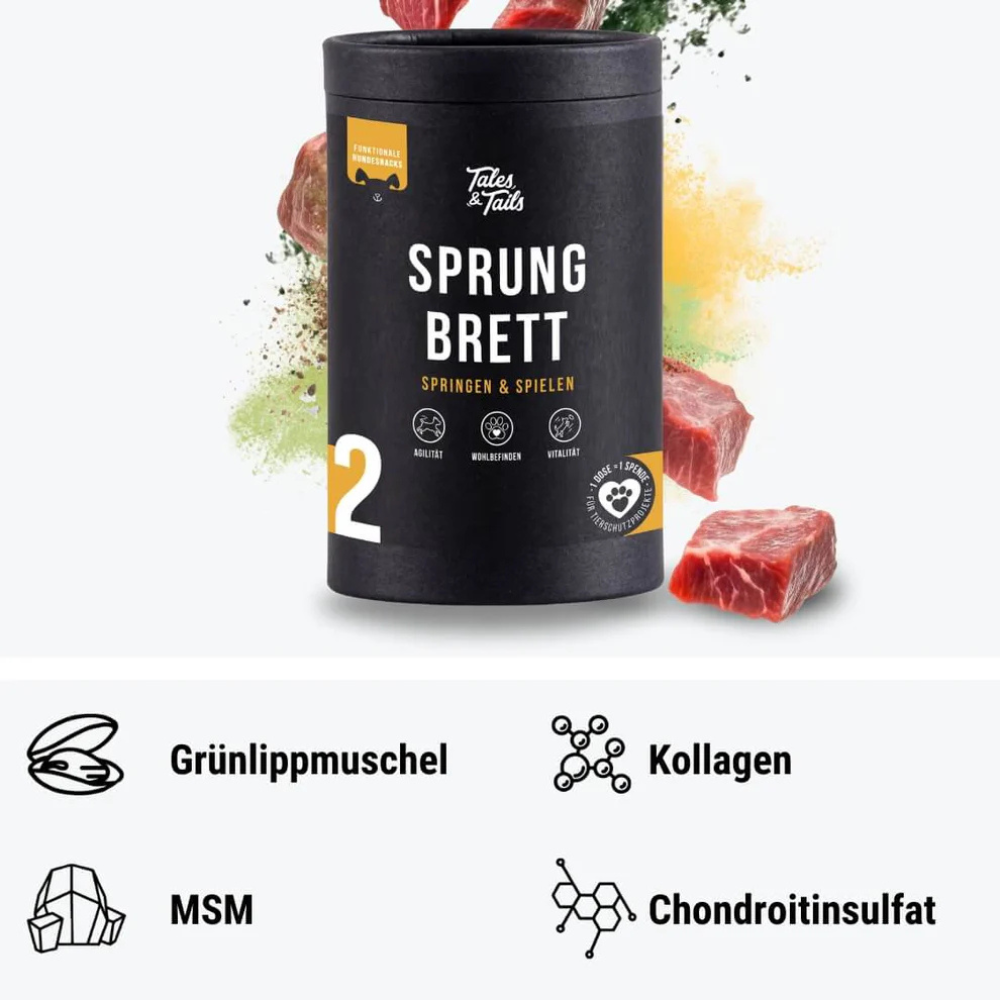 Zusammensetzung Sprungbrett Nr. 2 - Springen & Spielen-Snack für Hunde - TALES & TAILS