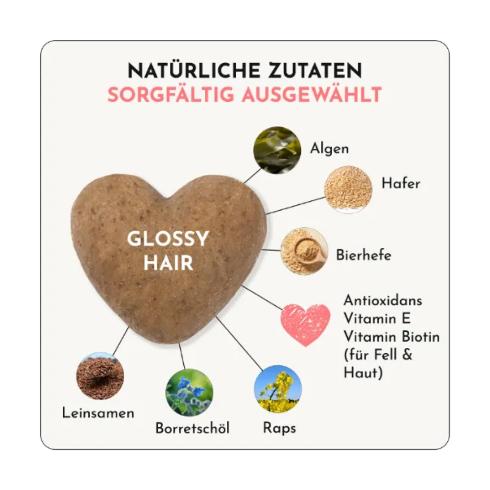 Zutaten Funktionaler Hundesnack GLOSSY HAIR Haut & Fell - DOGGYLOVE