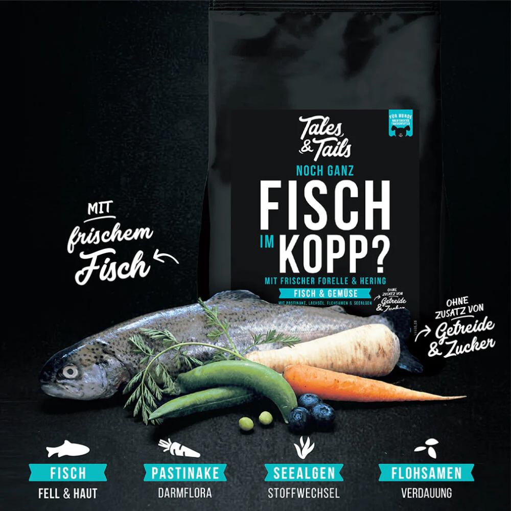 Zutaten PROBE softes Trockenfutter FISCH IM KOPP? - Tales & Tails