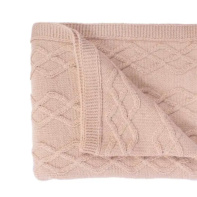 Strickdecke aus Alpaka Natur Beige