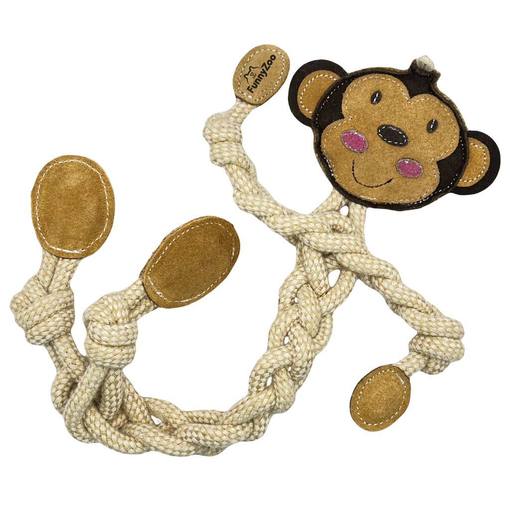 nachhaltiges Hundespielzeug Monkey aus Wildleder von Funny Zoo