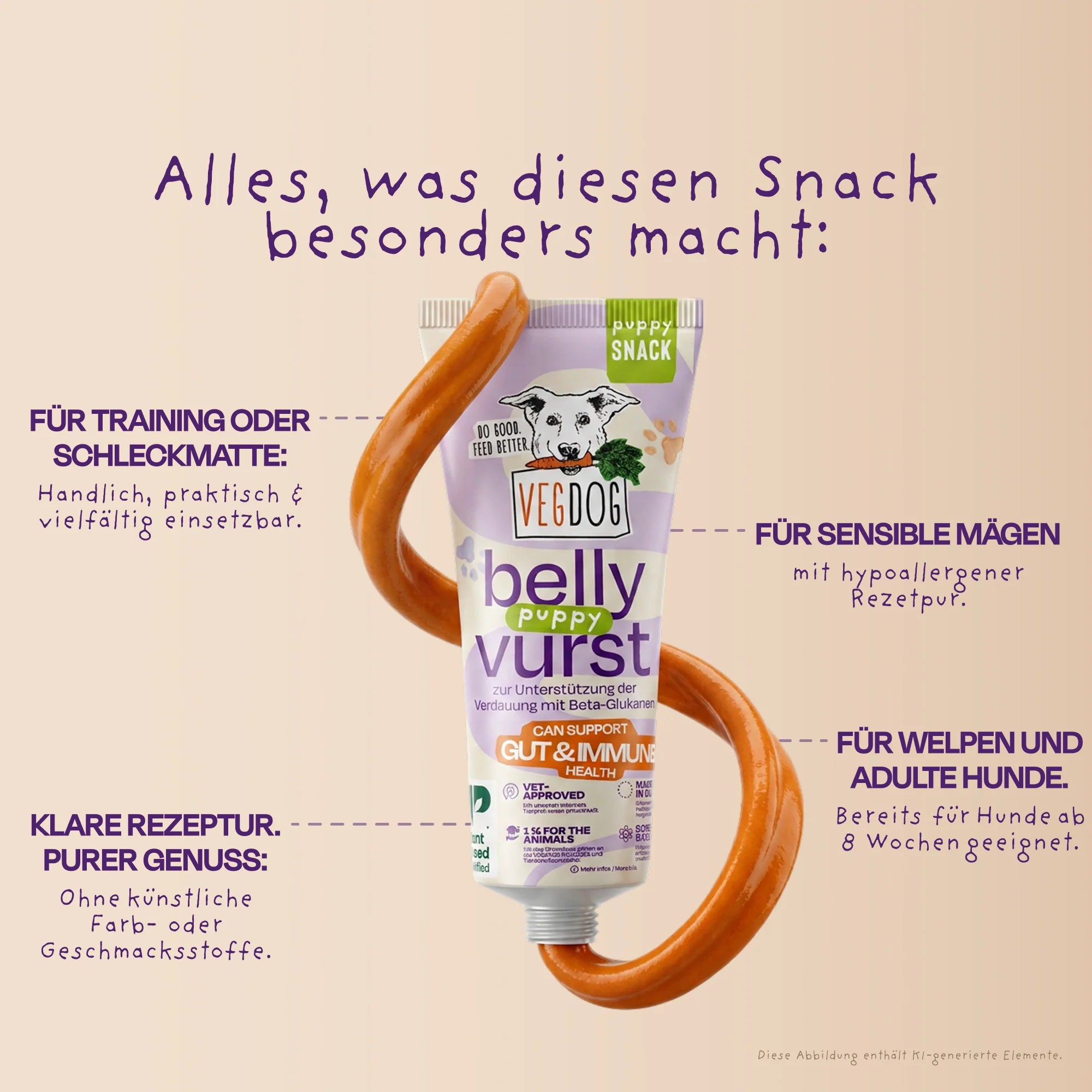 Besonderheiten VEGDOG Puppy Snack Belly Vurst