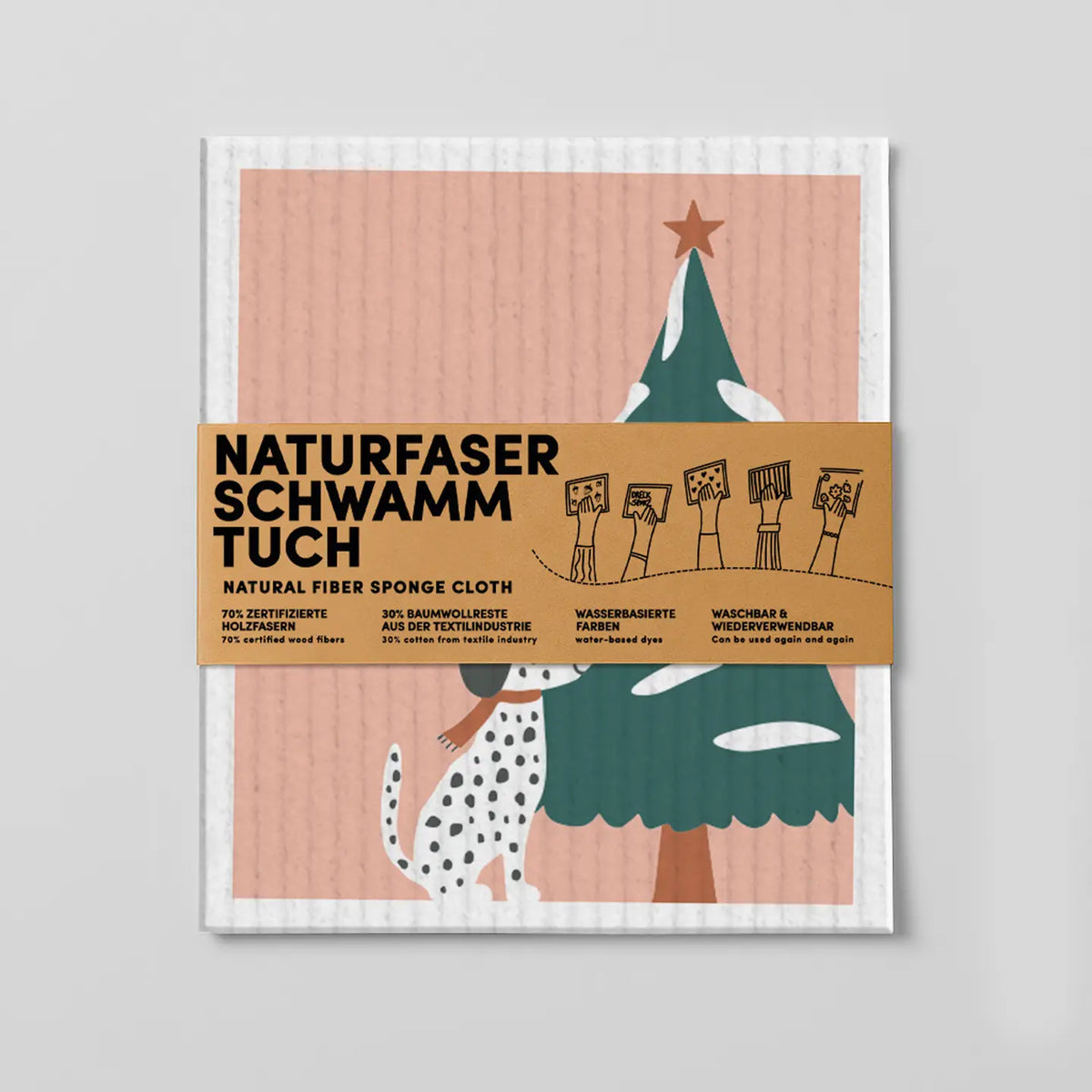 Schwammtuch Hund mit Tannenbaum von Naturbedacht