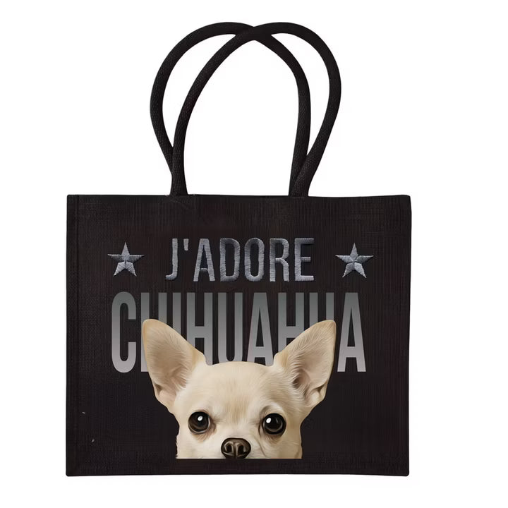 COCO + LOUIS Black Edition Shopper mit Hundemotive Chihuahua