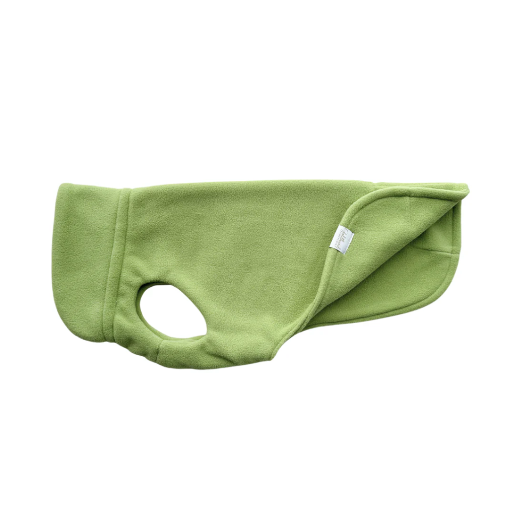 Hundeshirt CosyShirt stay warm Lindgrün aufgeklappt - Goldhund