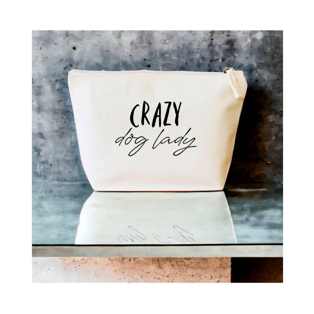 Moodbild Tasche aus Bio Canvas mit CRAZY DOG LADY Motiv schwarz