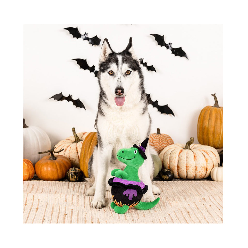 Hund mit Hundespielzeug Halloween Dino "Stirling the pot" - PetShop by Fringe Studio