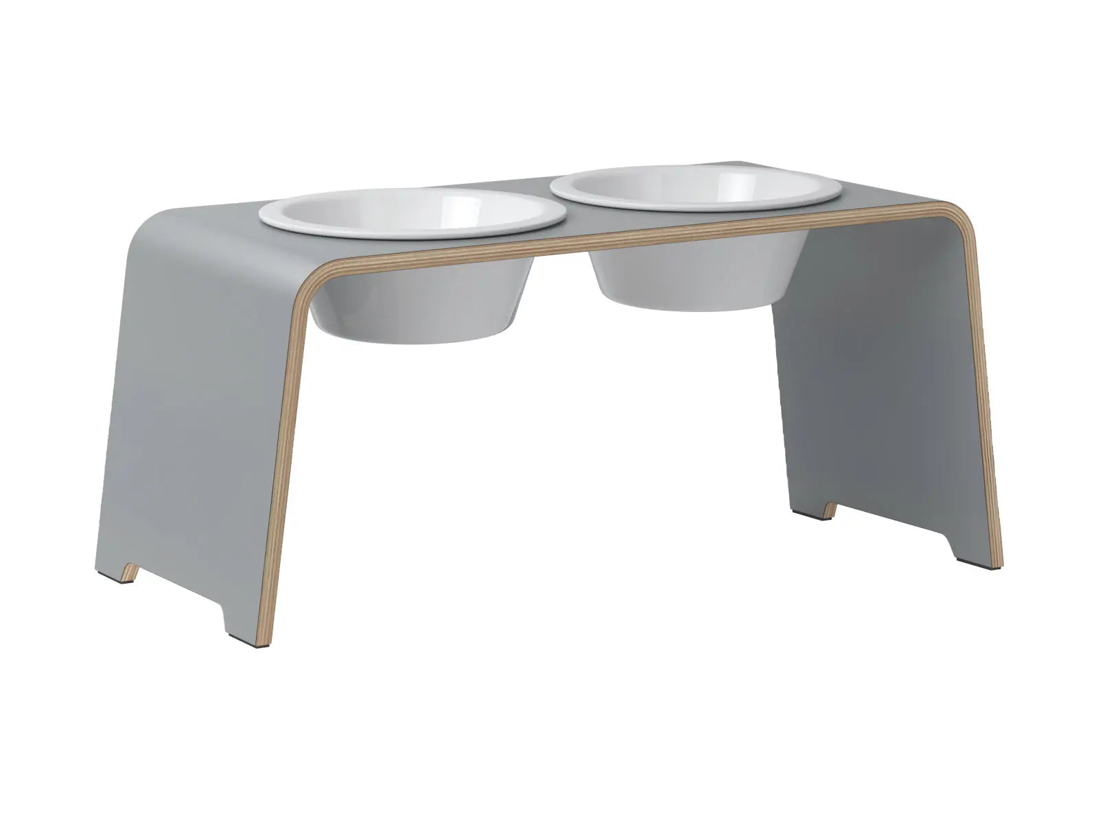 dogBar® Classic M-large grau mit Porzellan-Näpfen