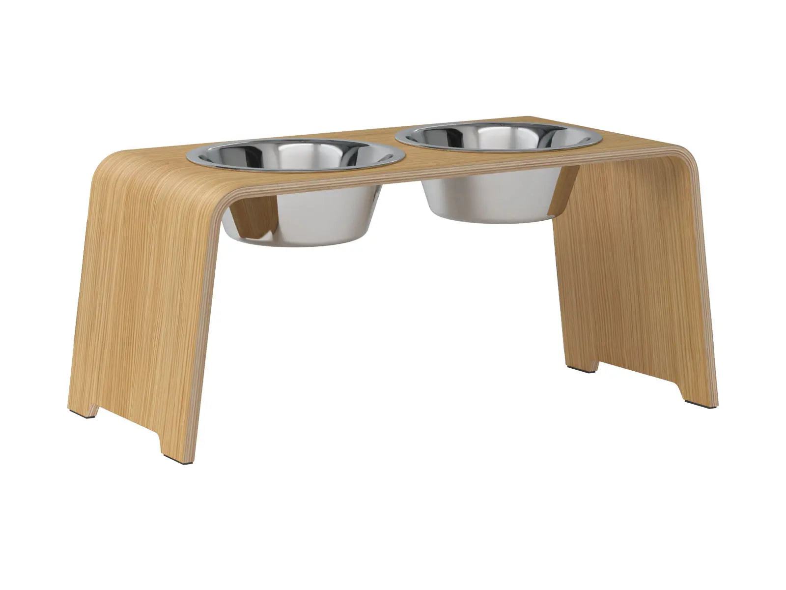 dogBar® Classic M-large Eiche Hell mit Edelstahl-Näpfen