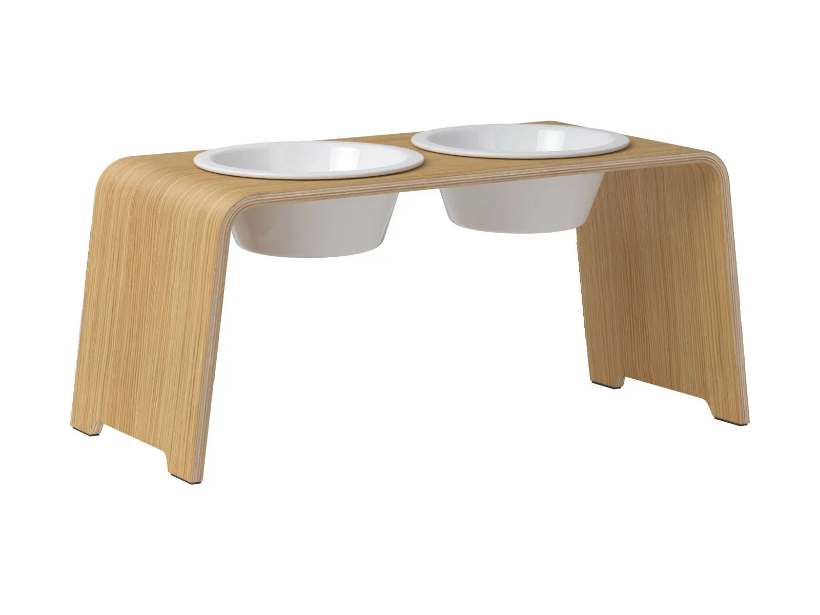 dogBar® Classic M-large Eiche Hell mit Porzellan-Näpfen