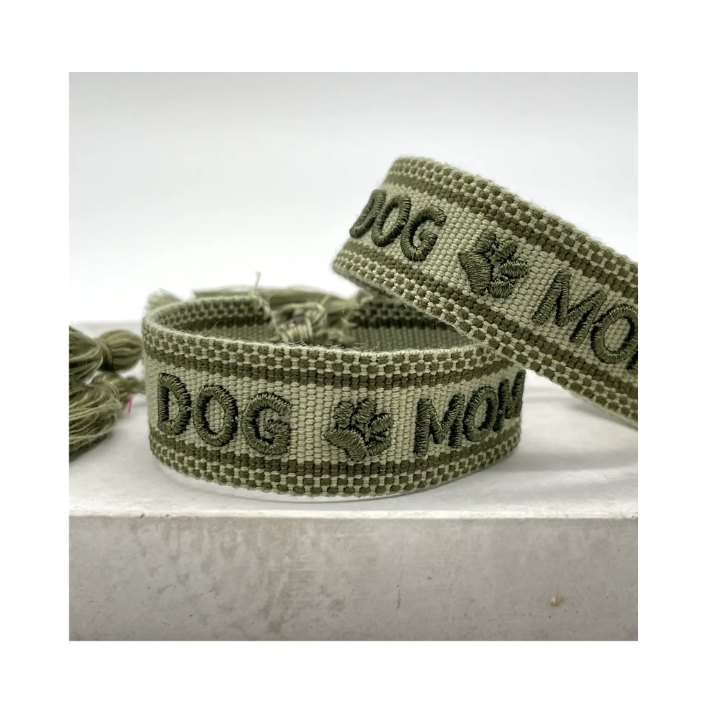 Moodbild Statement Armband DOG MOM Oliv - LOVIN'DOG