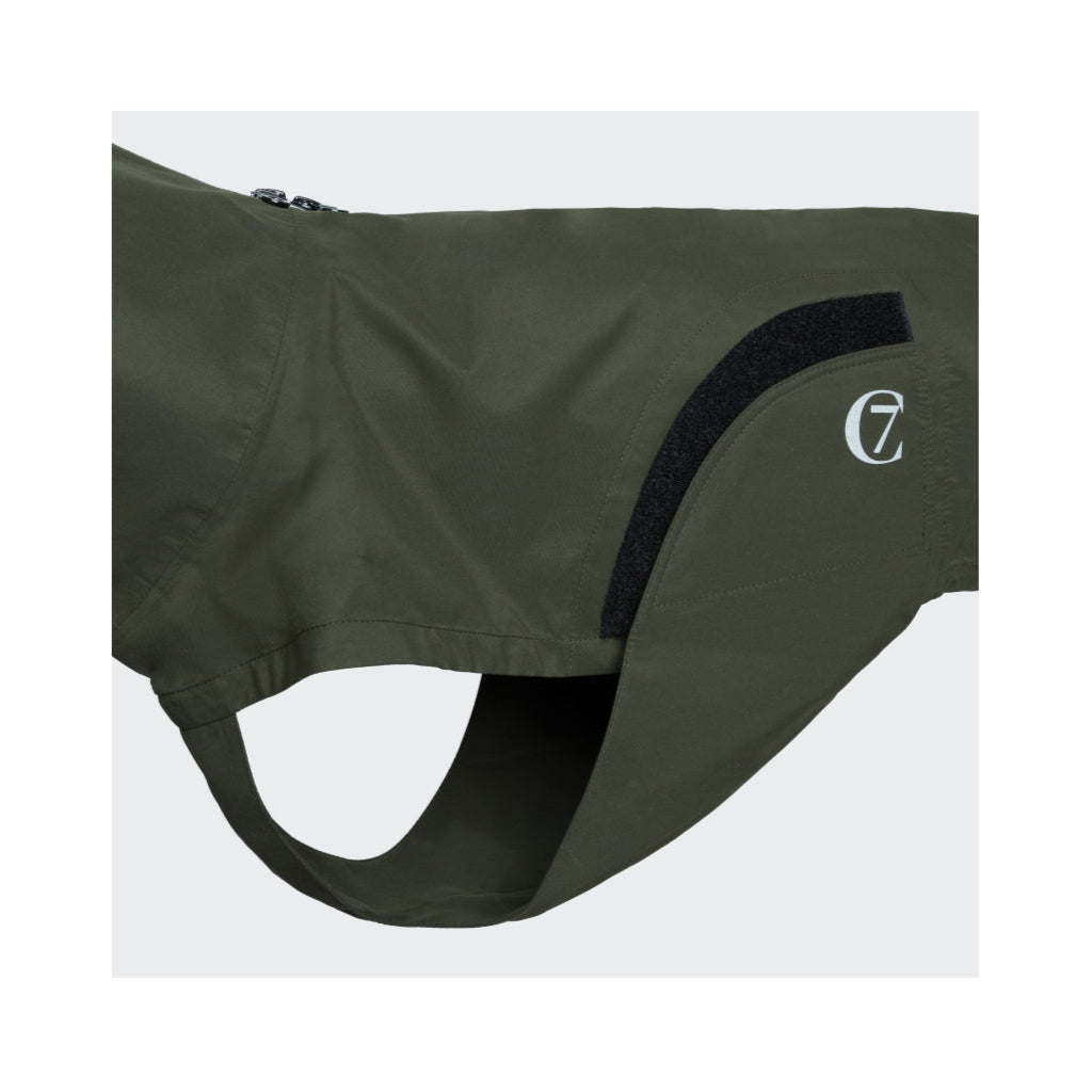 Klettverschluss & Bauchschutz Cloud7 Hunderegenmantel Dublin Dark Olive