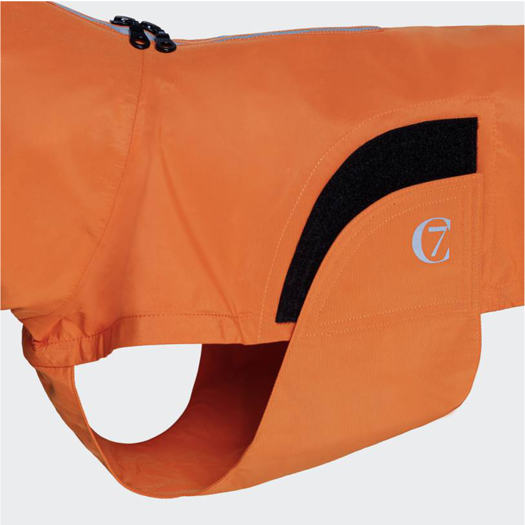 Klettverschluss & Bauchschutz Cloud7 Hunderegenmantel Dublin FR. BULLDOGGE Orange