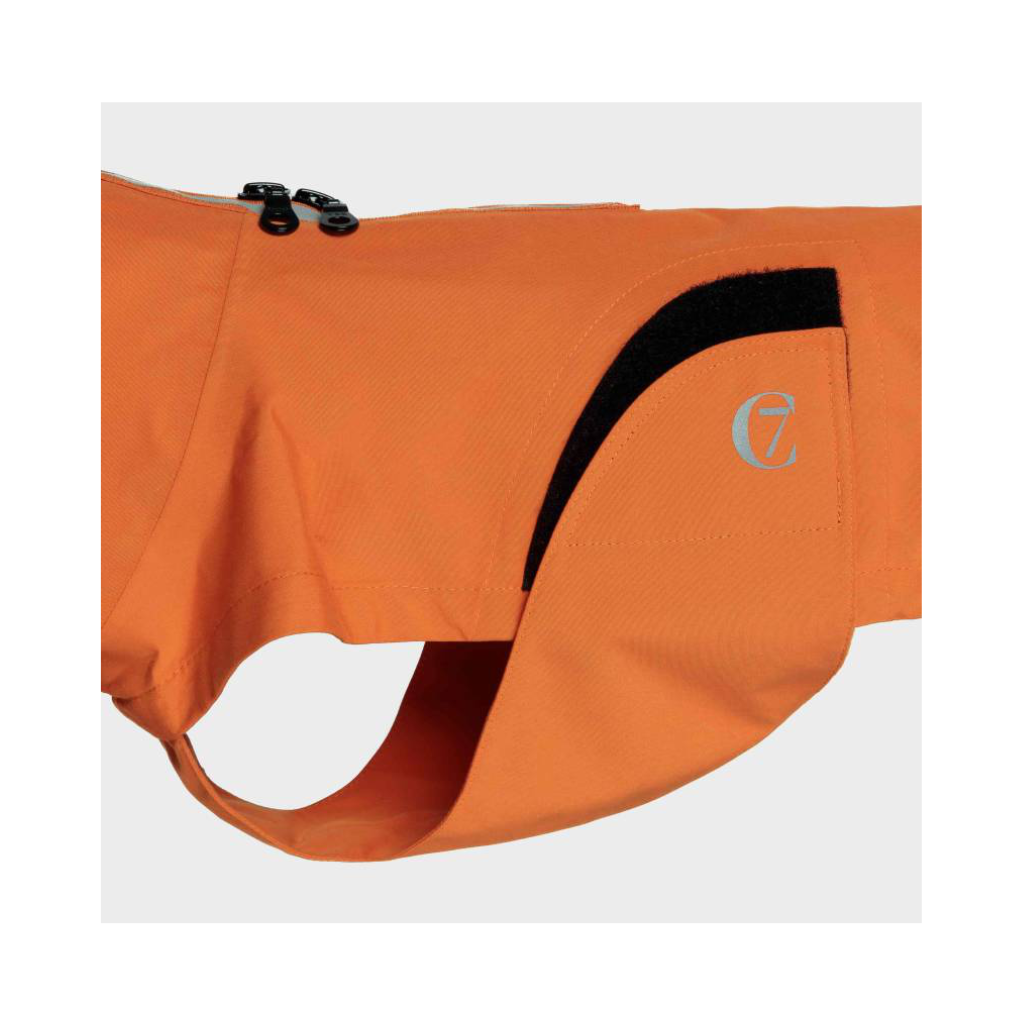 Klettverschluss & Bauchschutz Cloud7 Hunderegenmantel Dublin DACKEL Orange