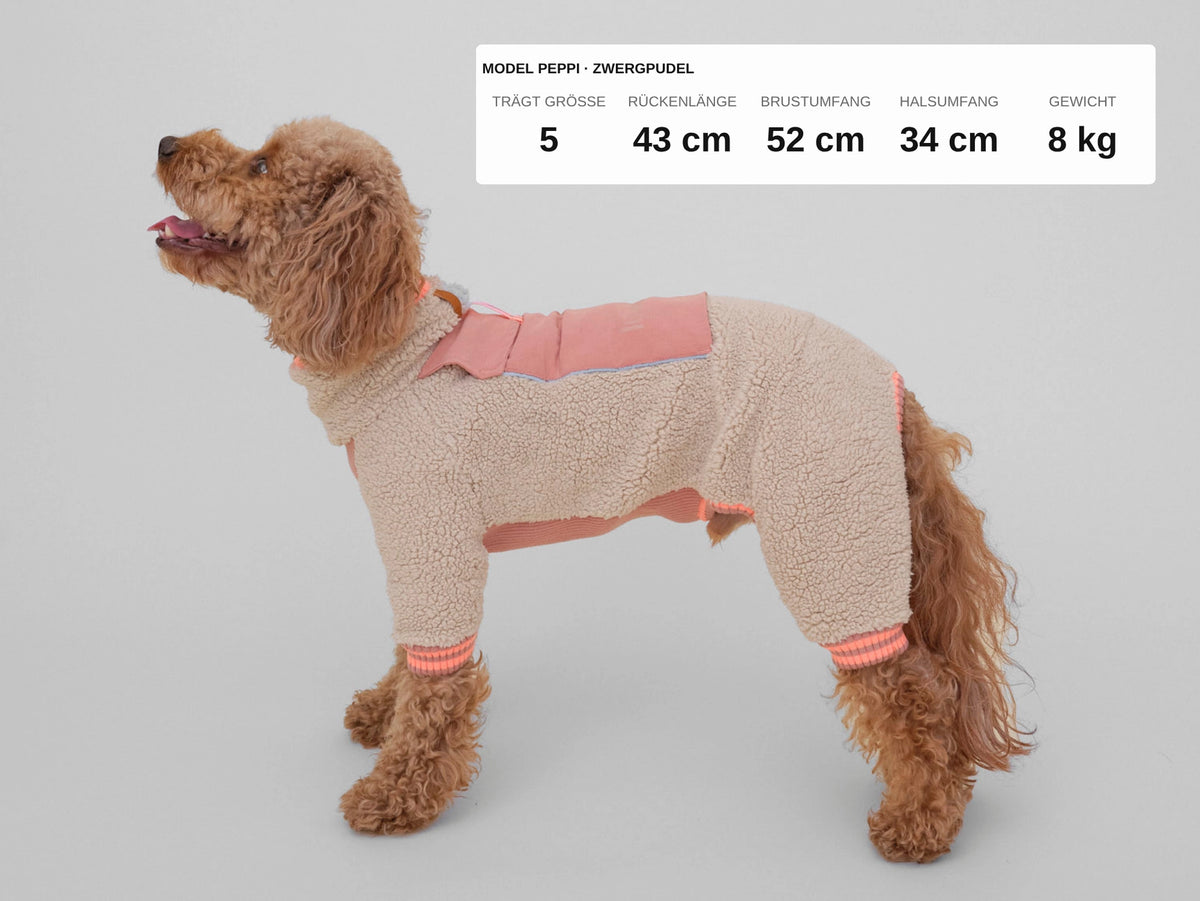 lumiies® Sport Racer Hundeoverall aus Teddy-Sherpa-Fleece Royal Rosewood