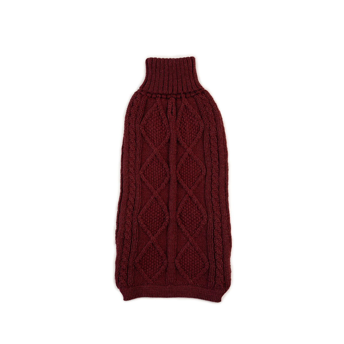 Hundepullover ARAN Diamant in Burgundy aus Alpaka