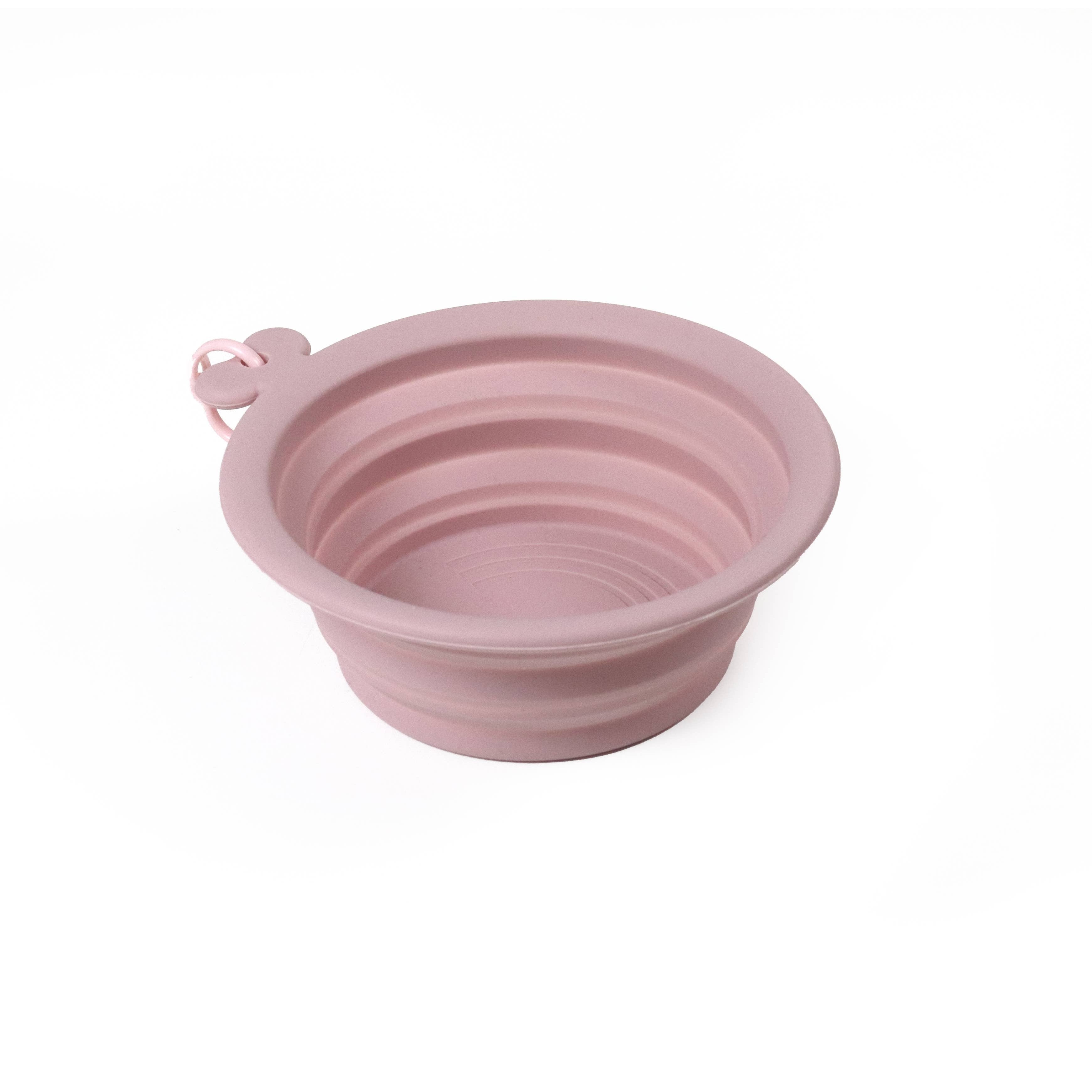 faltbare Reisenapf aus Silikon 750 ml Rosa O Bowl aufgefaltet - United Pets