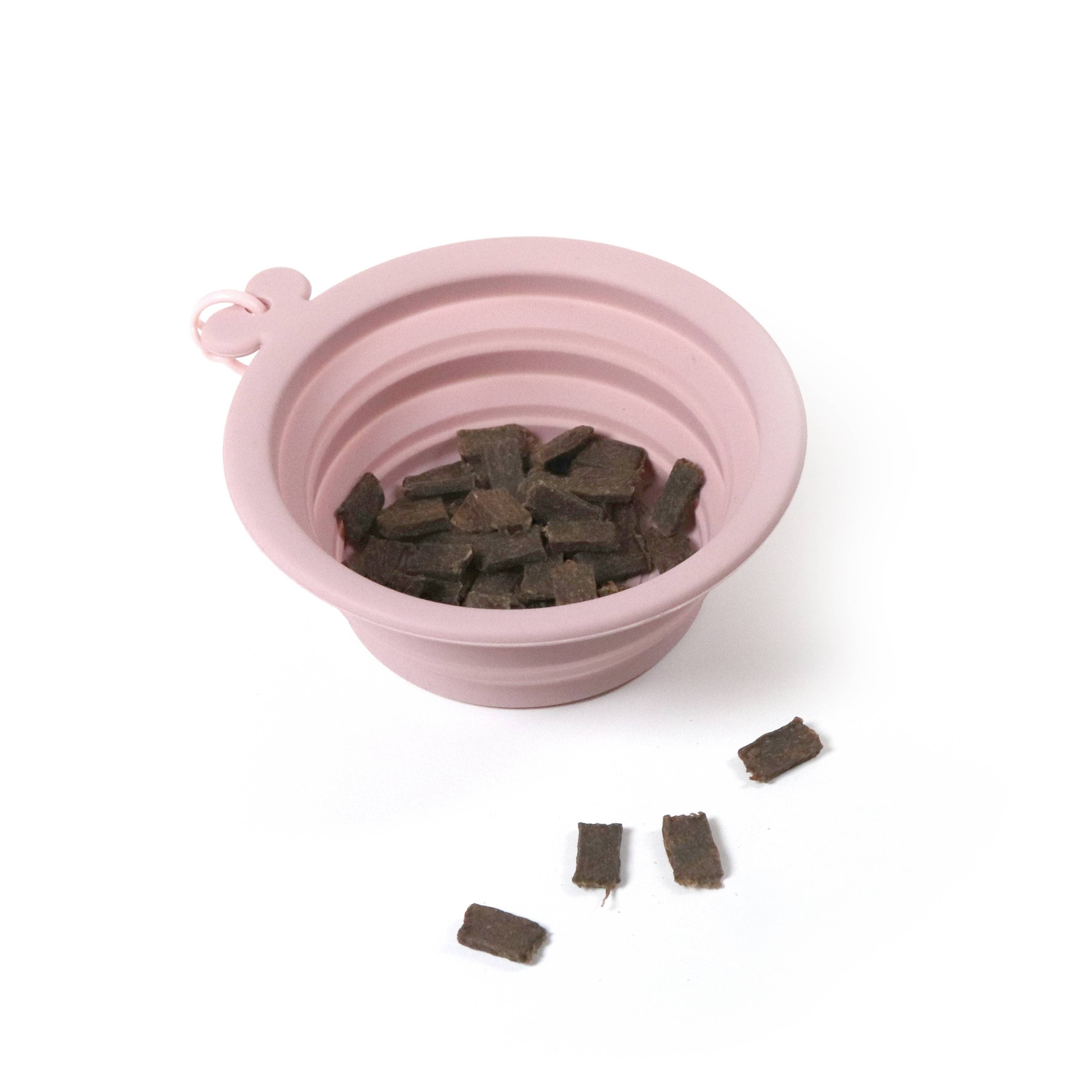 faltbare Reisenapf aus Silikon 750 ml Rosa O Bowl befüllt - United Pets