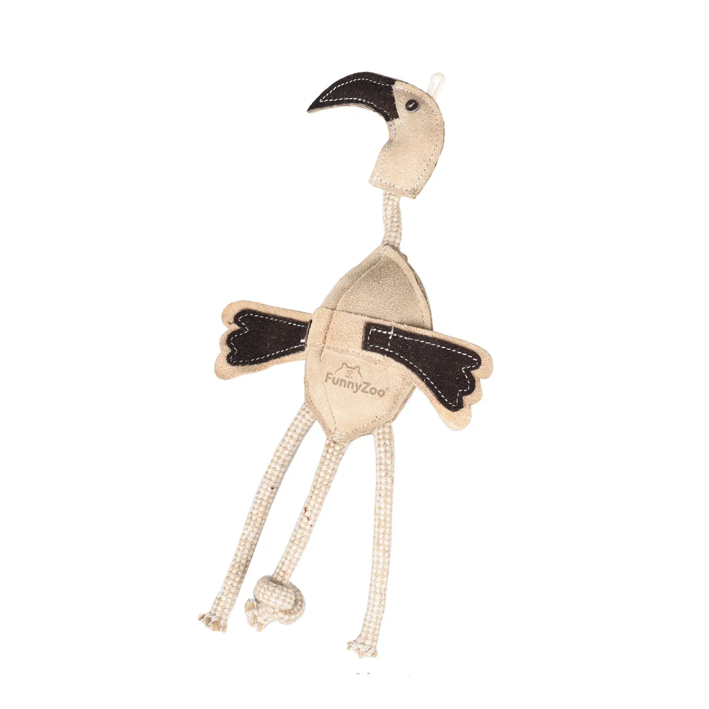 flamingo hundespielzeug nachhaltiges Hundespielzeug Flamingo aus Wildleder von Funny Zoo