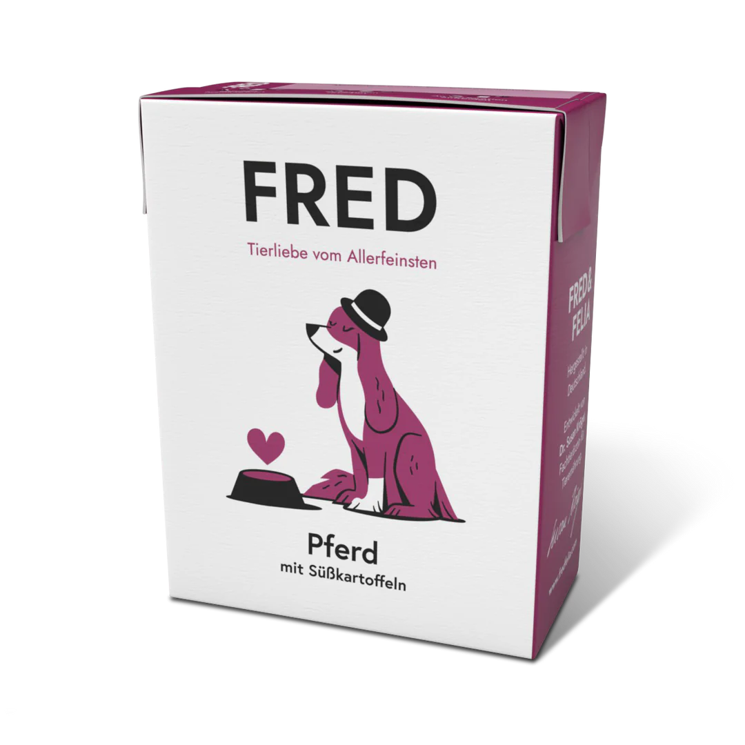 FRED Nassfutter Hund Pferd Mit Skartoffeln  Monoprotein 48%  Pferdefleisch  Getreidefrei Fr Sensible Hunde 10x390g