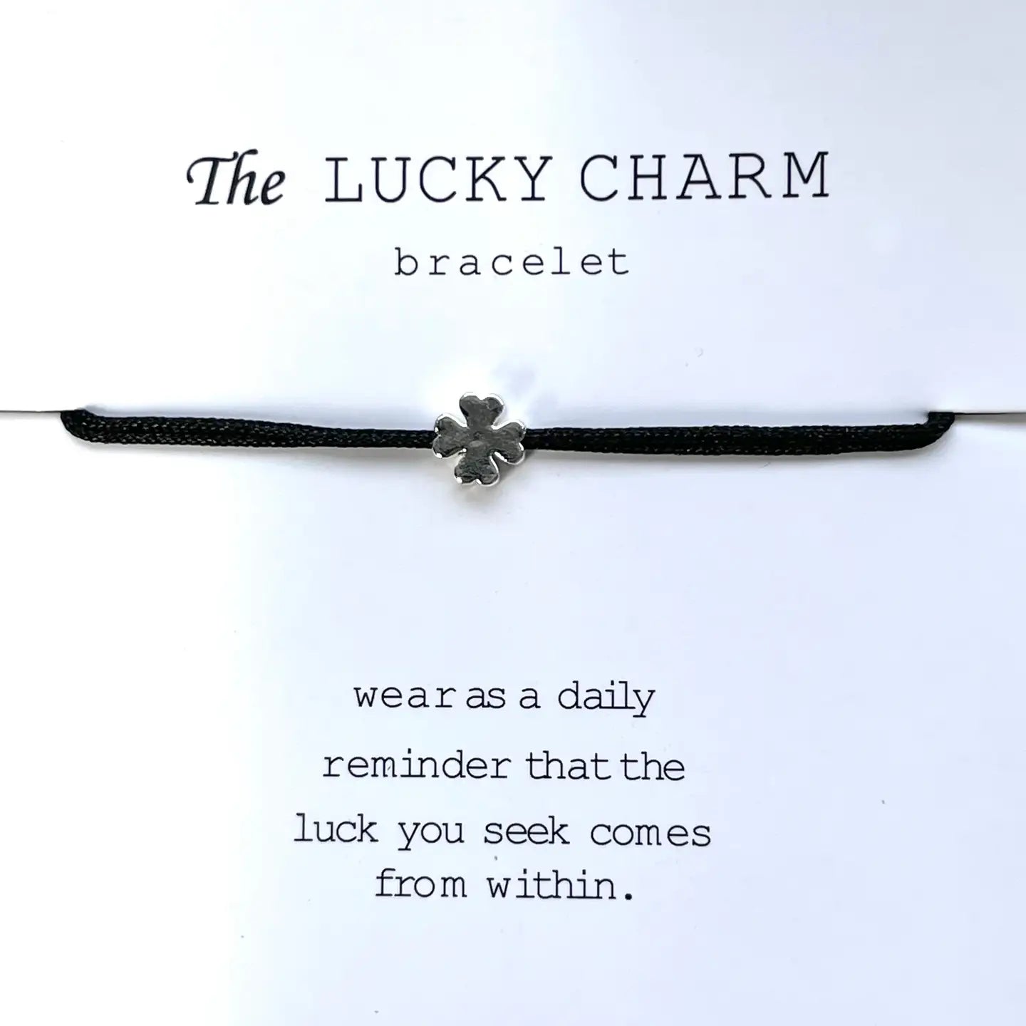 Verpackung Glücksbringer Armband MINI LUCK Kleeblatt Minimalist schwarz silber - LOVIN'DOG