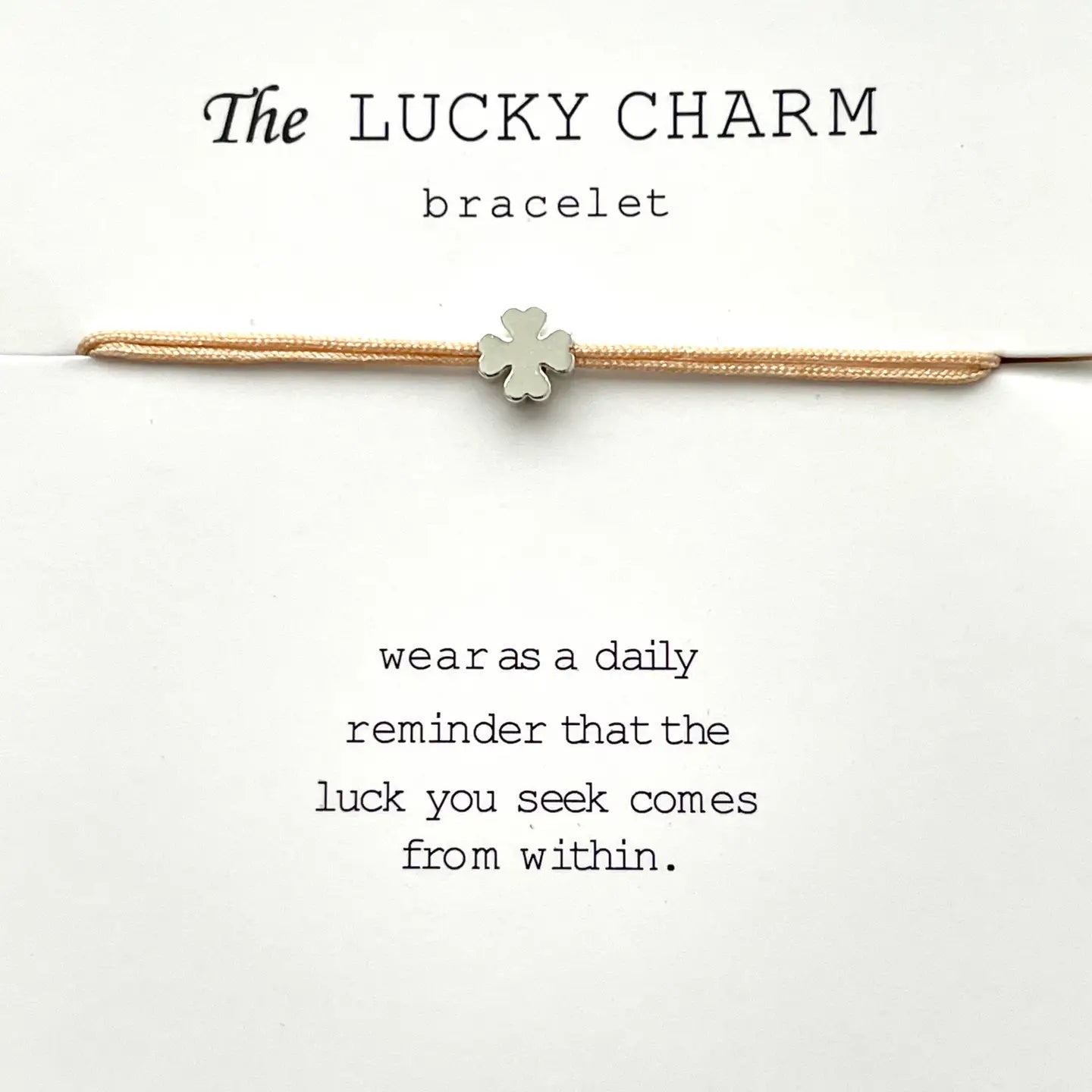 Verpackung Glücksbringer Armband MINI LUCK Kleeblatt Minimalist beige silber - LOVIN'DOG