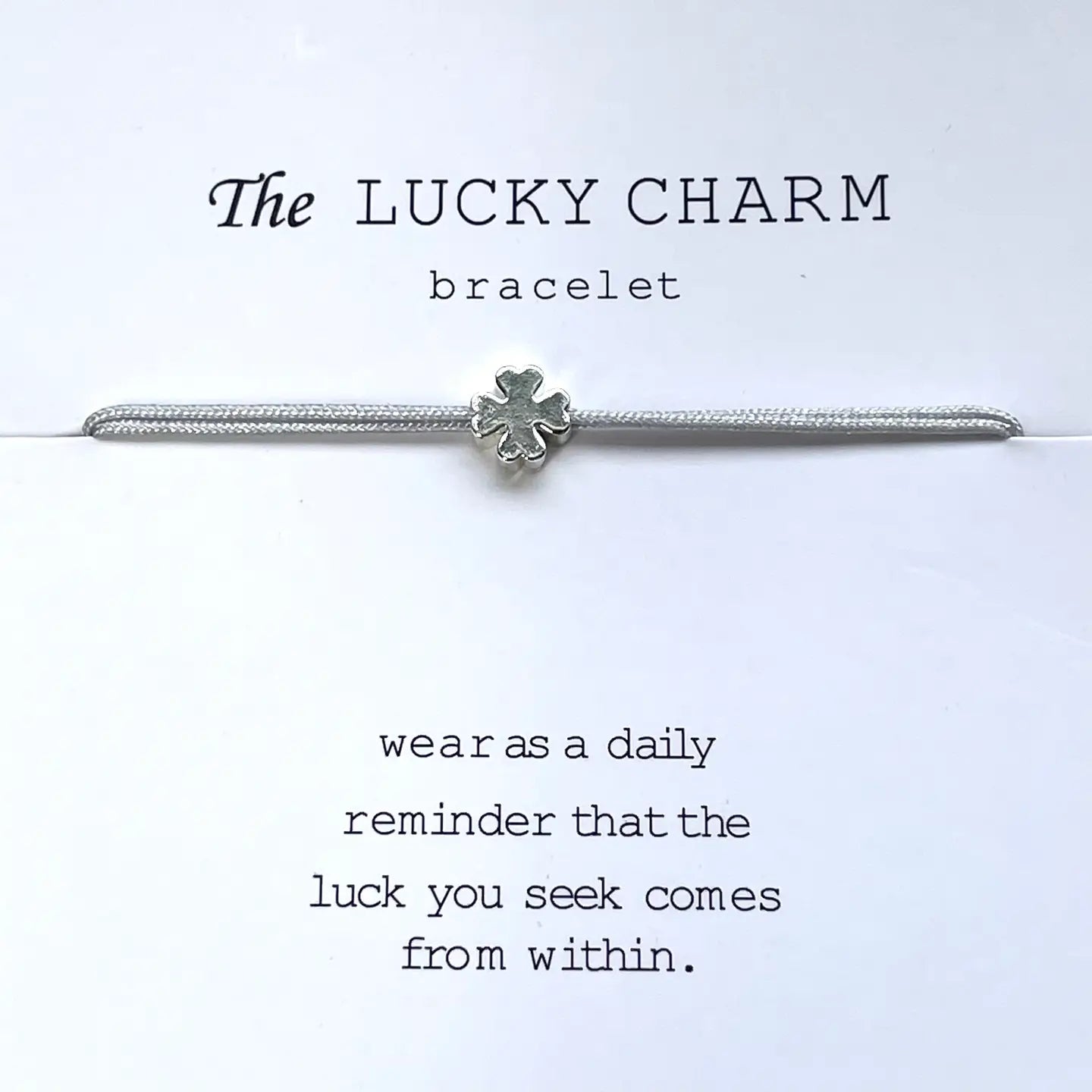Verpackung Glücksbringer Armband MINI LUCK Kleeblatt Minimalist grau silber - LOVIN'DOG
