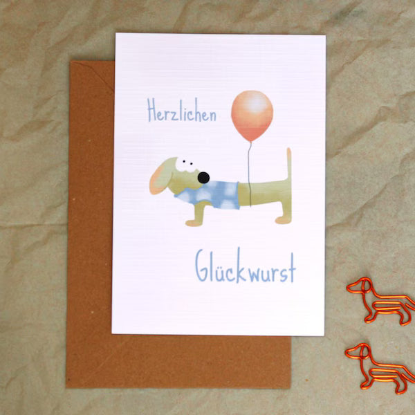 Dekobild Grußkarte "Herzliche Glückwurst" mit Umschlag - Buchbilderei