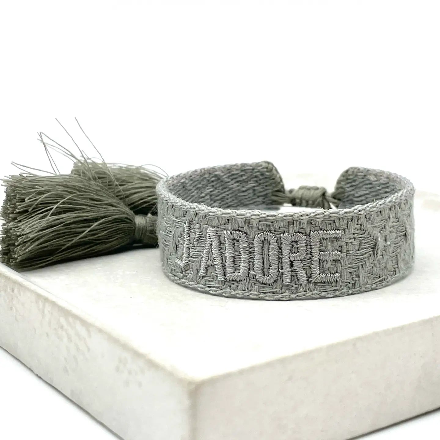 Statement Armband J'Adore Grau Jacquard - LOVIN'DOG