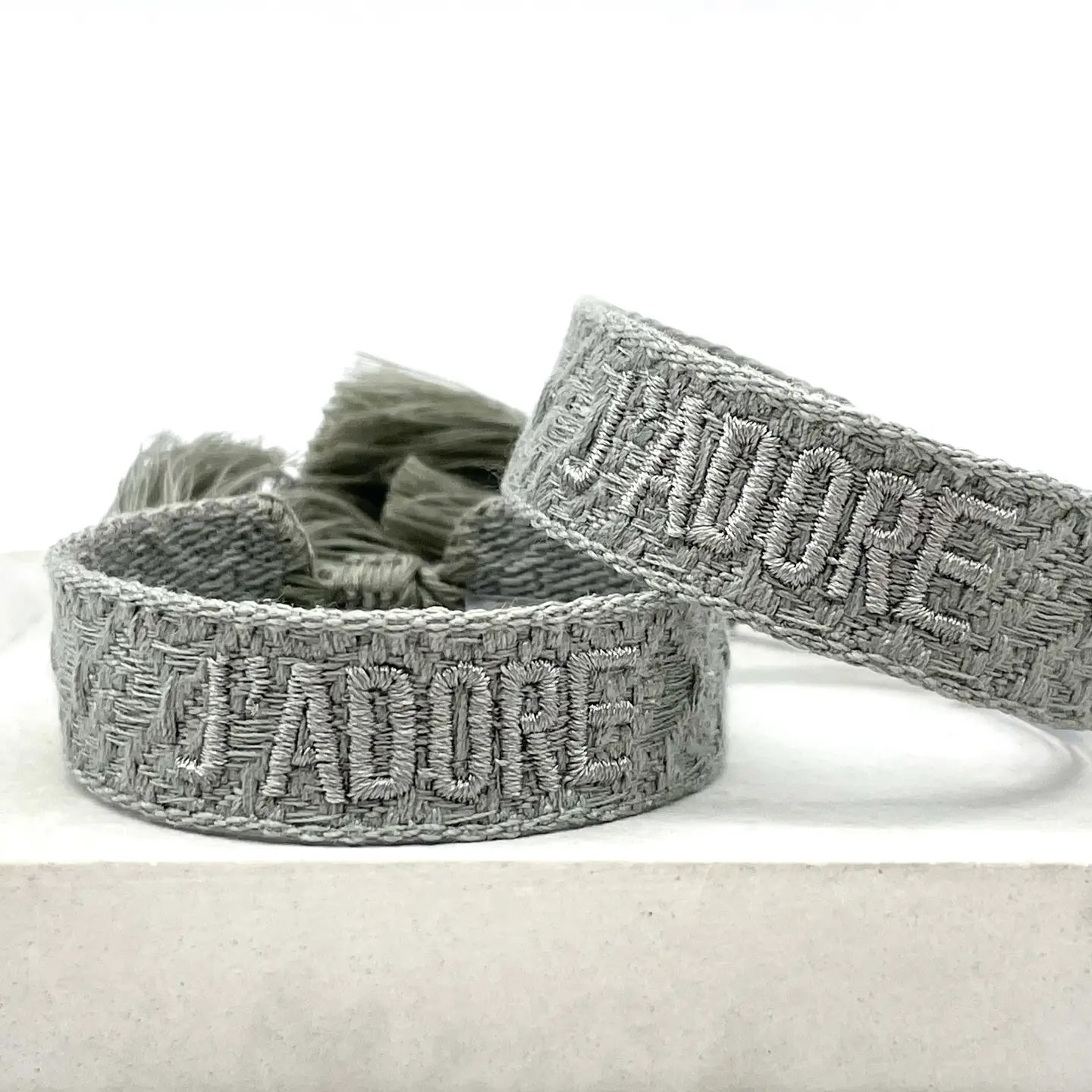 Dekobild Statement Armband J'Adore Grau Jacquard - LOVIN'DOG