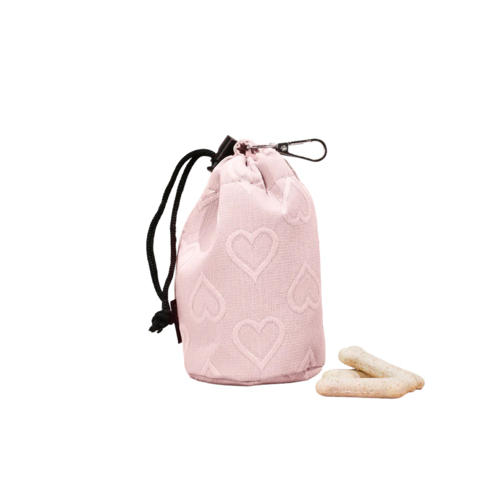 Hunde Leckerlibeutel mit Kordelzug Baby Pink Heart - COCOPUP London