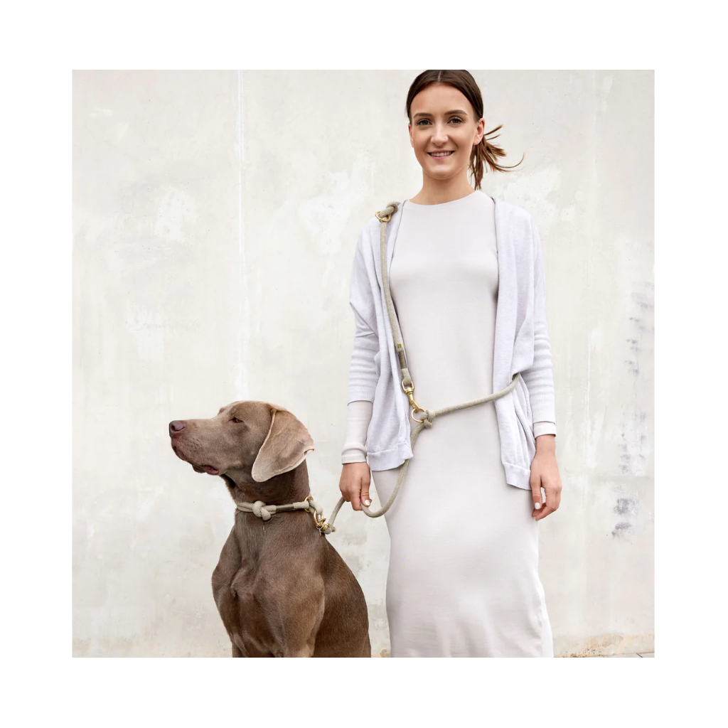 Set Hundeleine & Halsband MILA geflochten Natur - Palopa