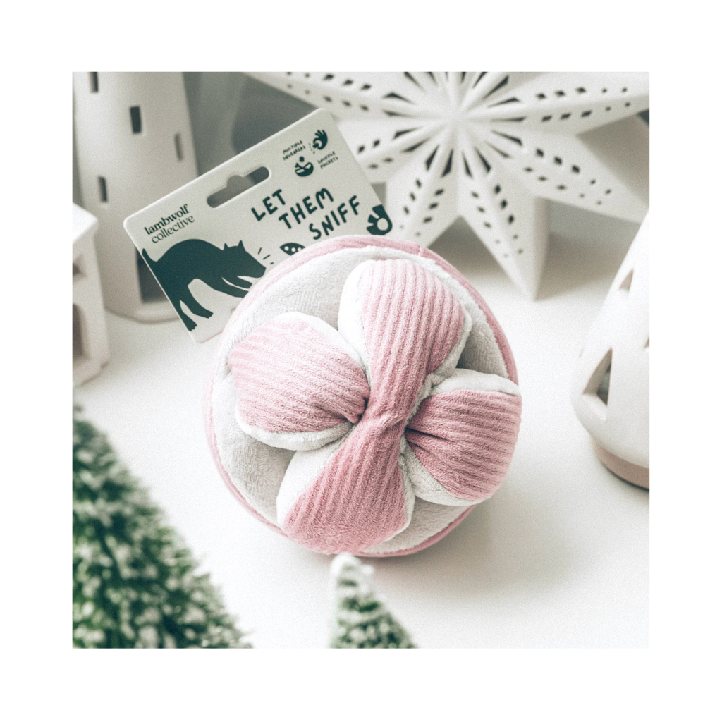 Moodbild Christmas Schnüffelball MONTI Hundespielzeug Cord Blush rosa - Lambwolf Collective