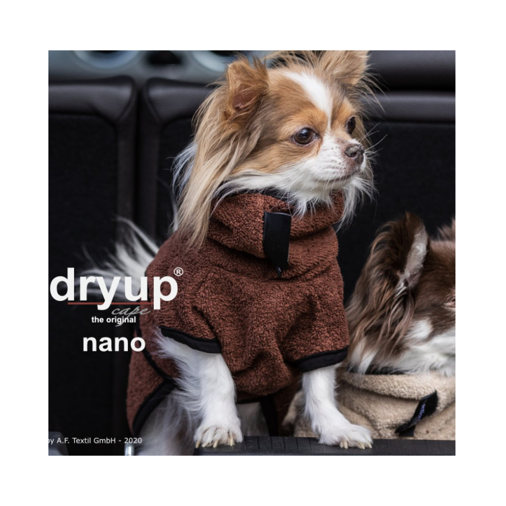 Moodbild Hundebademantel DRYUP Cape NANO für die Kleinsten BROWN - actionfactory
