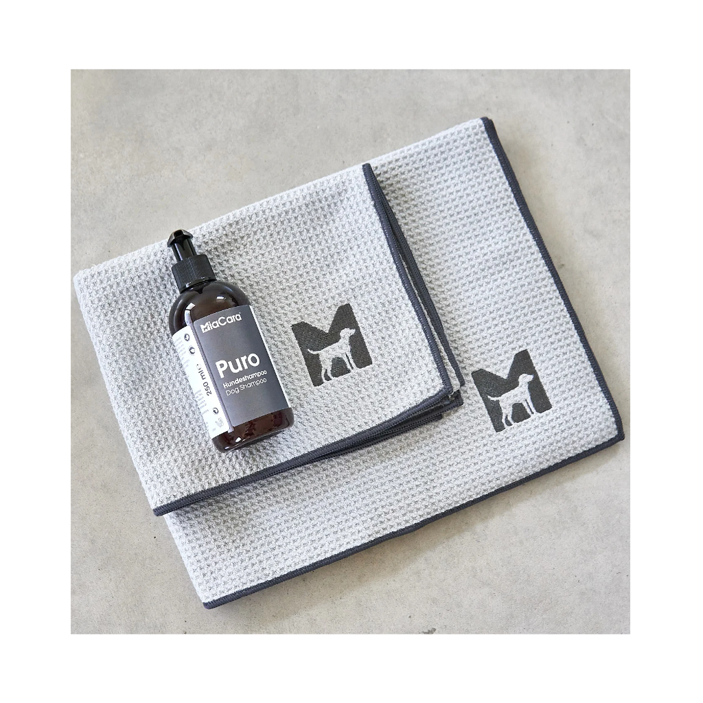 MiaCara Panno Trockenhandtuch Beton groß & klein & Hundeshampoo