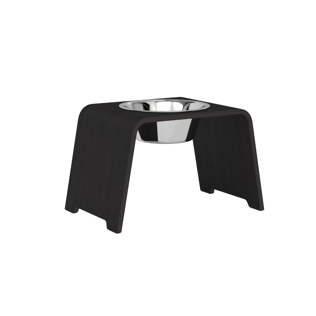 dogBar® Single M-large Eiche dunkel mit Edelstahl Napf