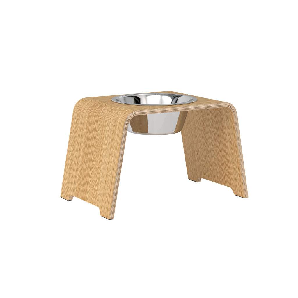 dogBar® Single M-large Eiche hell mit Edelstahl Napf