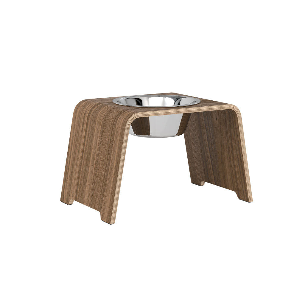 dogBar® Single M-large Nussbaum mit Edelstahl Napf